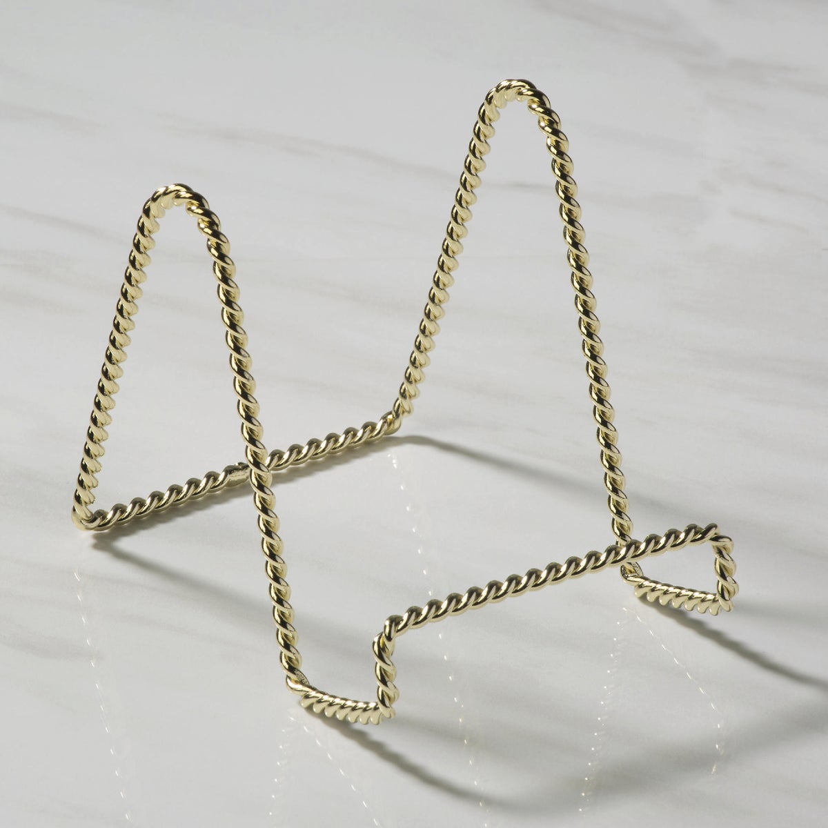 Tripar 6 In. Brass Twisted Wire Plate Stand Image 3