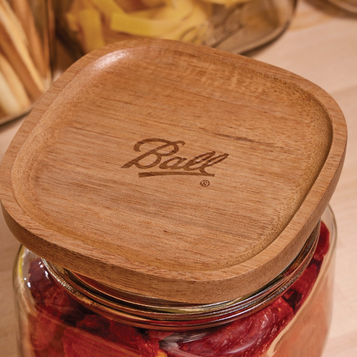 Ball Stack & Store Mason Jar Acacia Wooden Lids (3-Count) Image 3