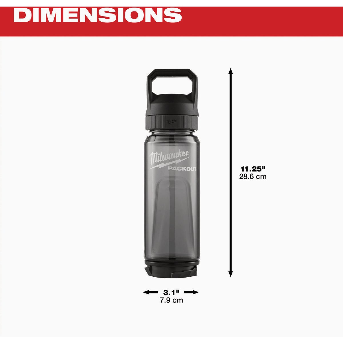 Milwaukee PACKOUT 25 Oz. Plastic Bottle with Chug Lid, Black Image 3