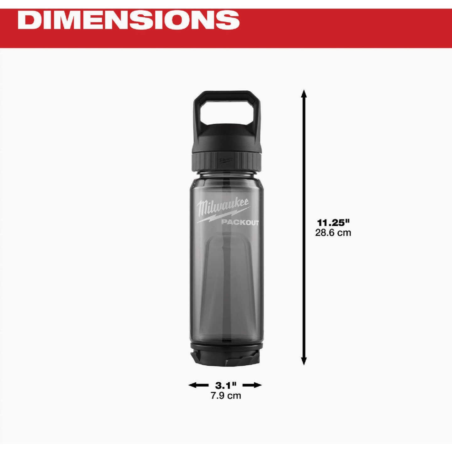 Milwaukee PACKOUT 25 Oz. Plastic Bottle with Chug Lid, Black Image 3
