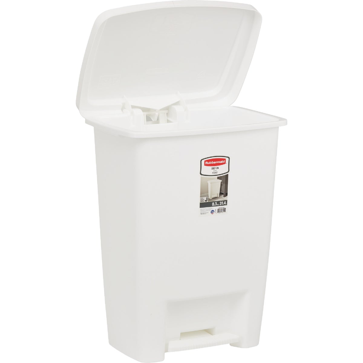 Rubbermaid 8.25 Gal. White Step-On Wastebasket Image 3
