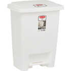 Rubbermaid 8.25 Gal. White Step-On Wastebasket Image 1