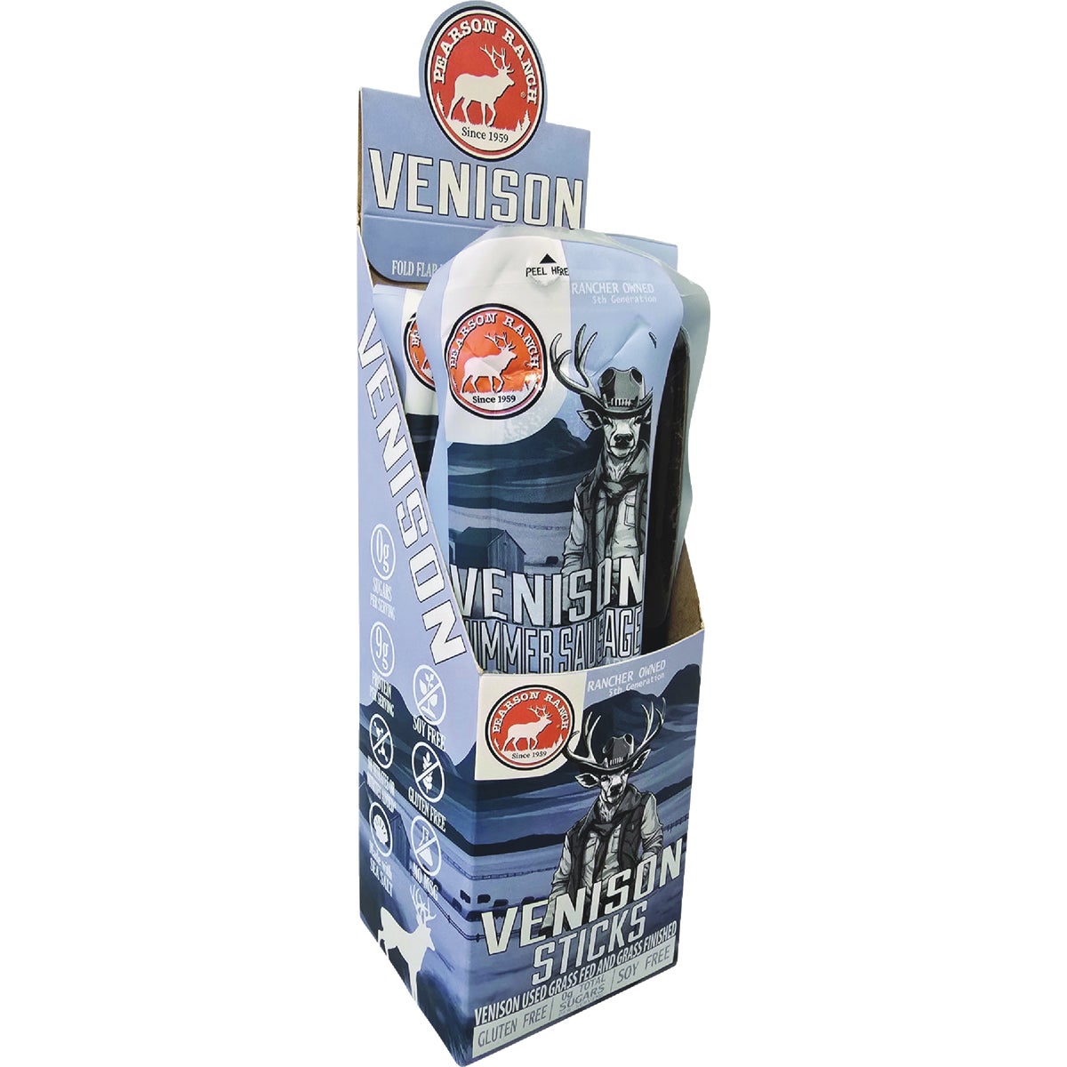 Pearson Ranch Jerky 7 Oz. Venison Summer Sausage Display (4 Packs)