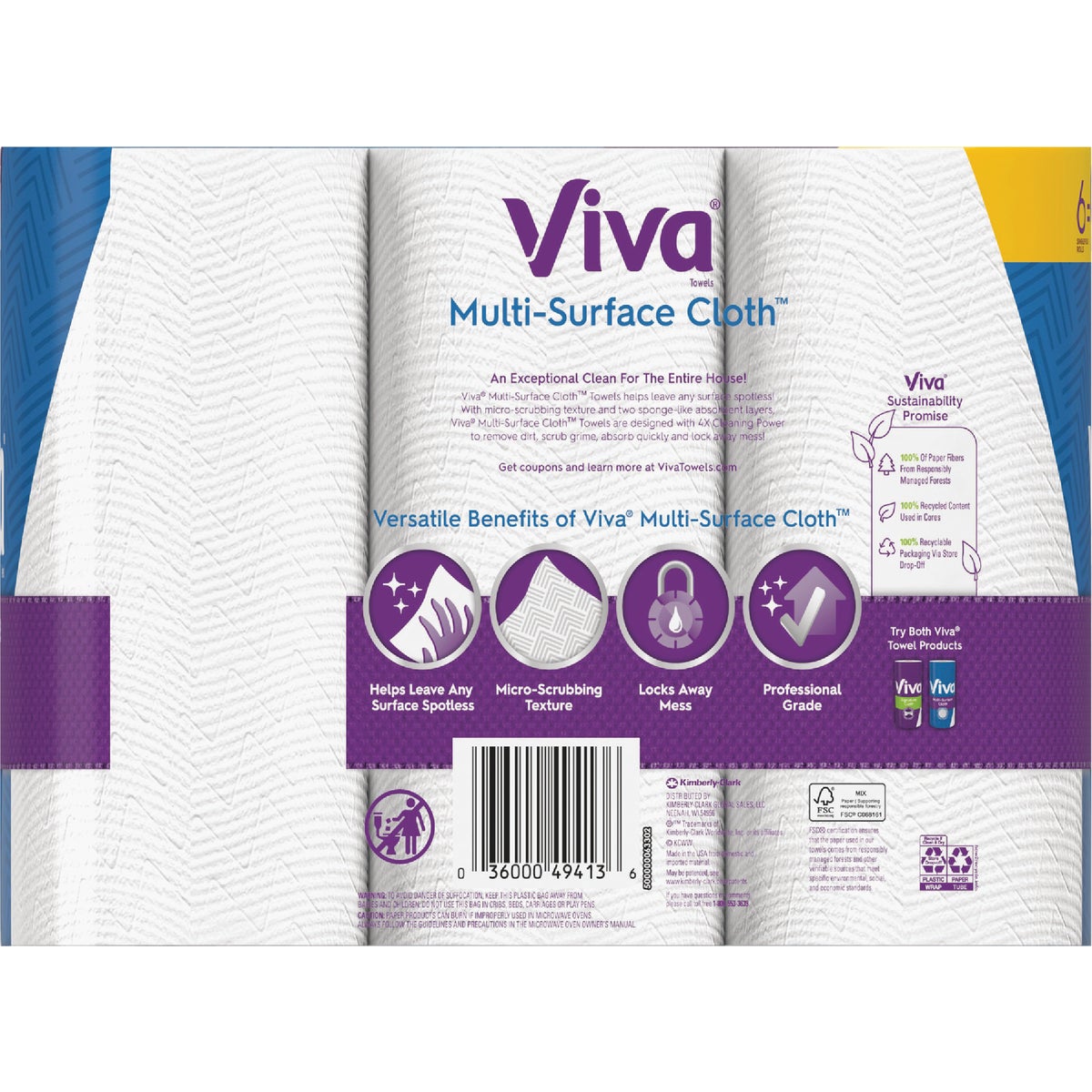 Viva Multi-Surface Cloth Choose-A-Sheet Single Plus Paper Towels (6 Single Plus) Image 5