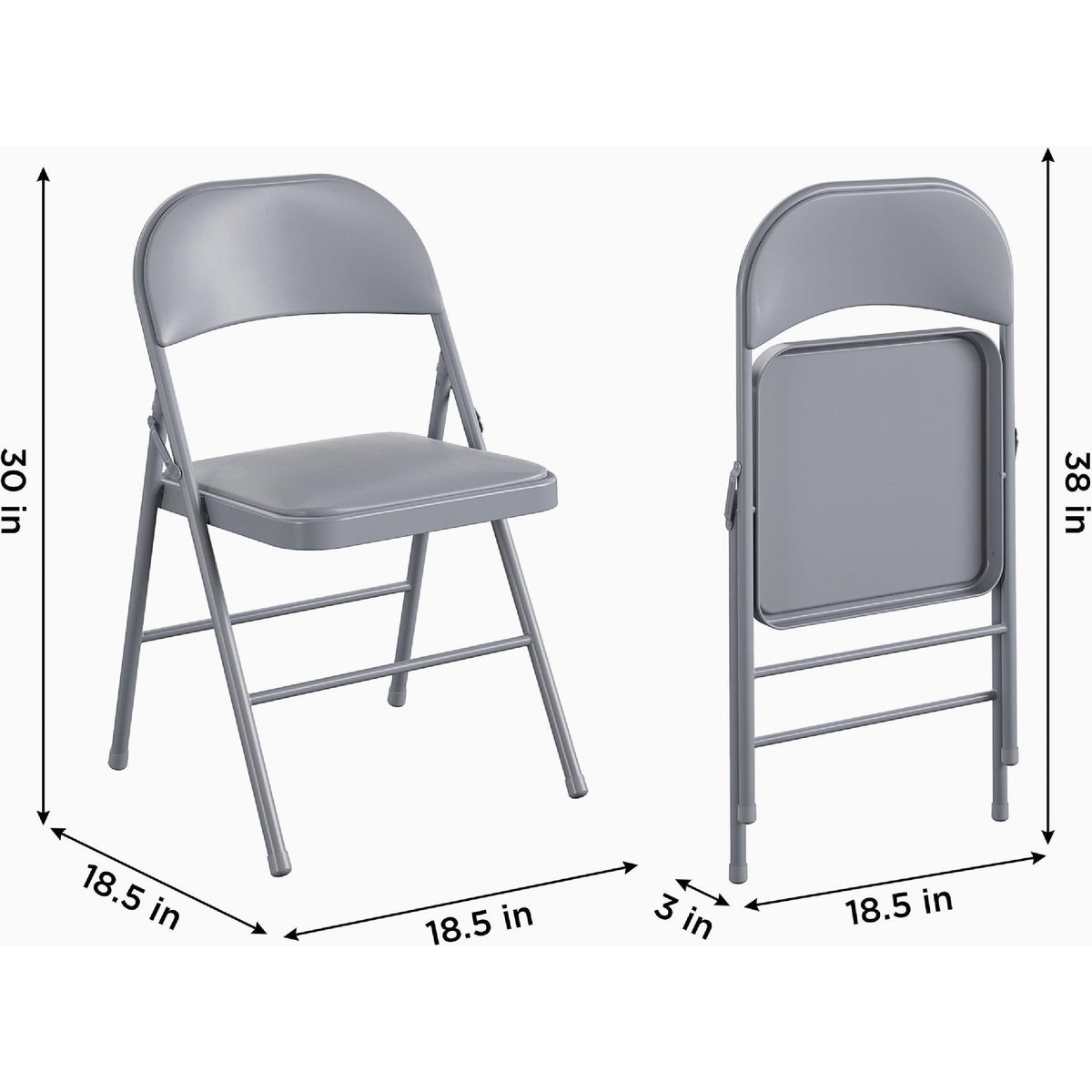 COSCO Premium Gray Vinyl Padded Metal Folding Chair Image 4