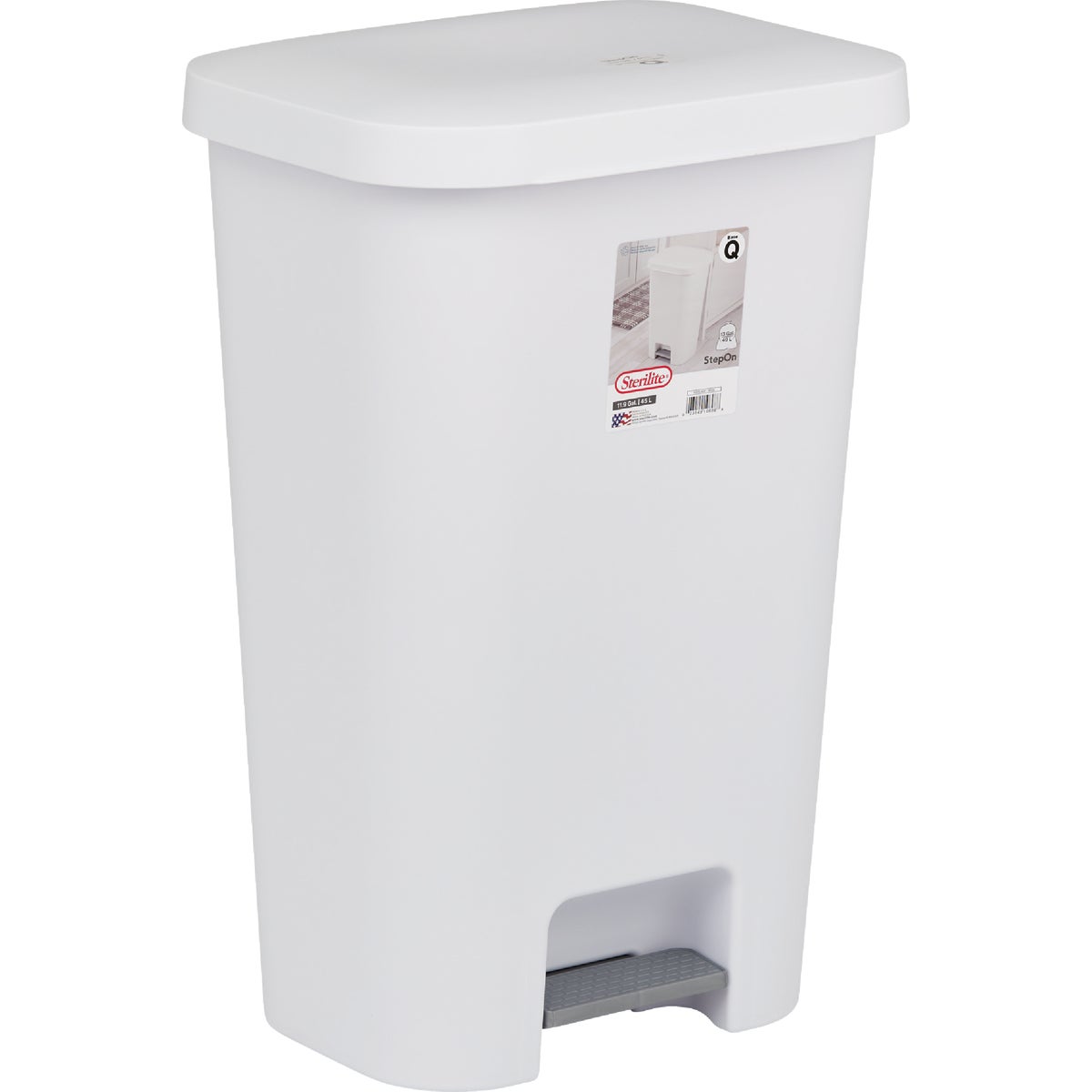 Sterilite 11.9 Gal. White StepOn Wastebasket Image 5