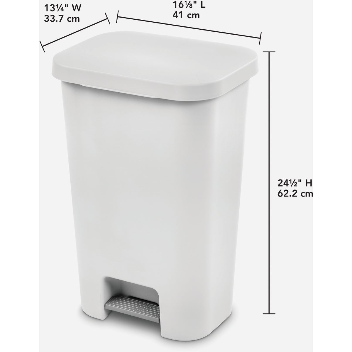 Sterilite 11.9 Gal. White StepOn Wastebasket Image 2