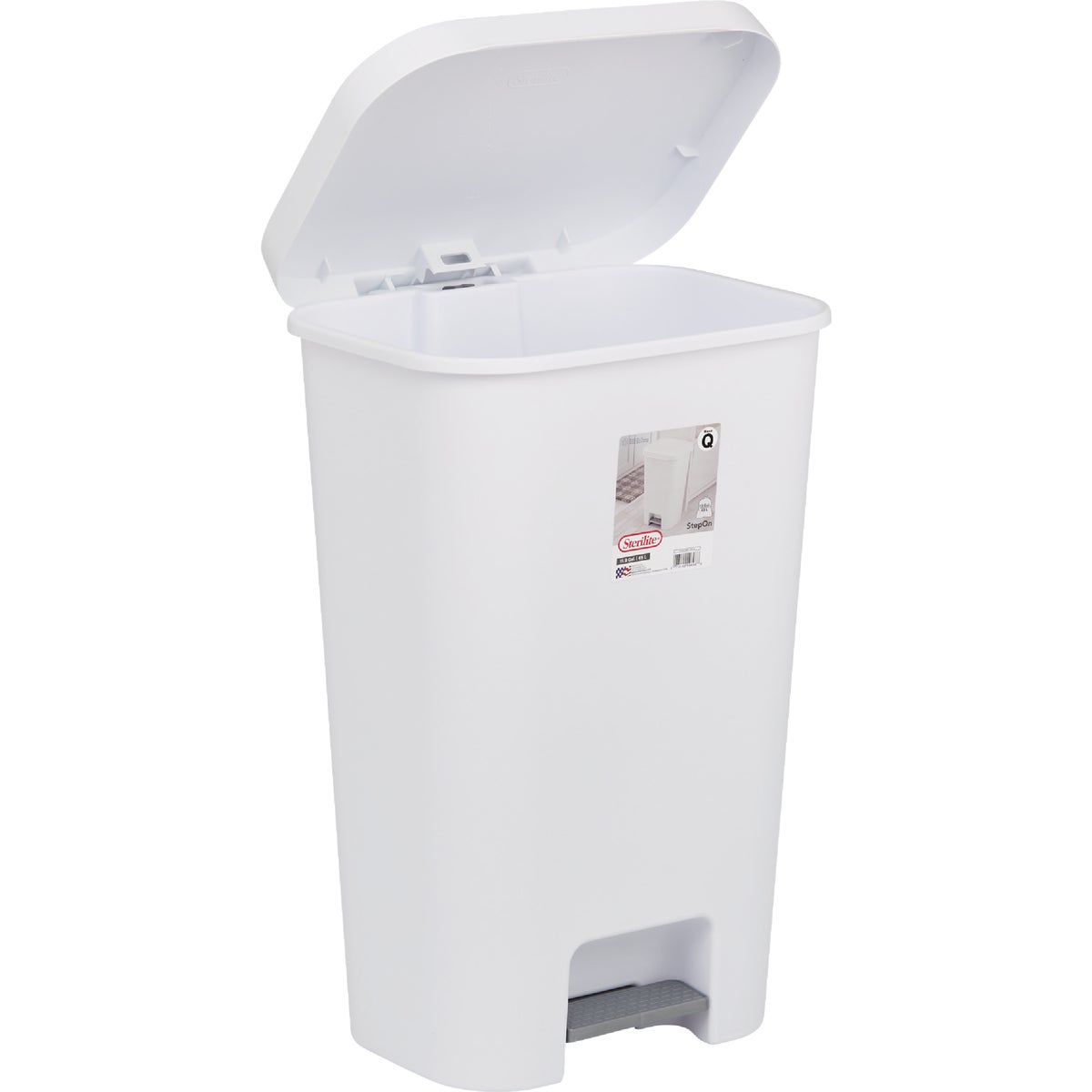 Sterilite 11.9 Gal. White StepOn Wastebasket Image 6