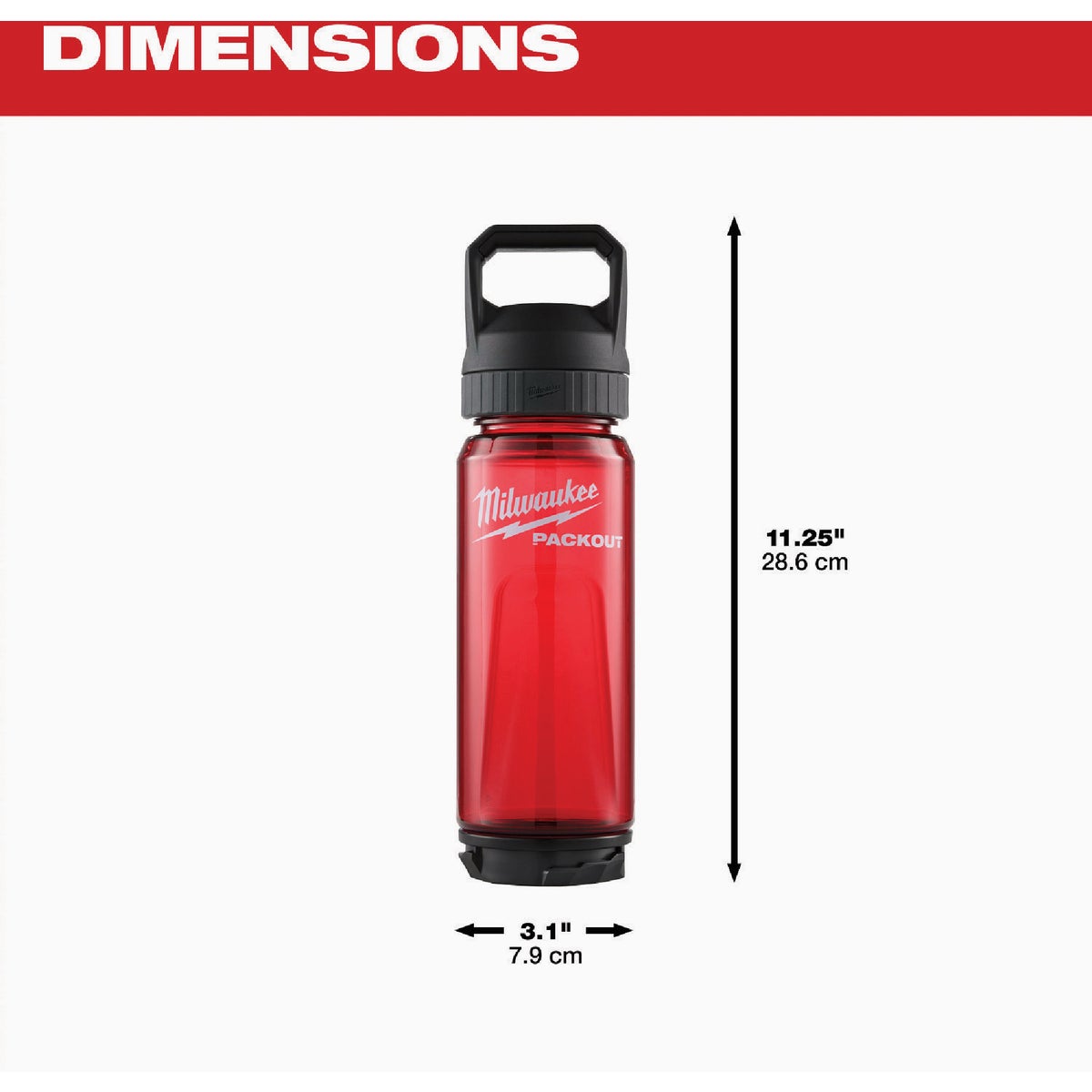 Milwaukee PACKOUT 25 Oz. Plastic Bottle with Chug Lid, Red Image 3