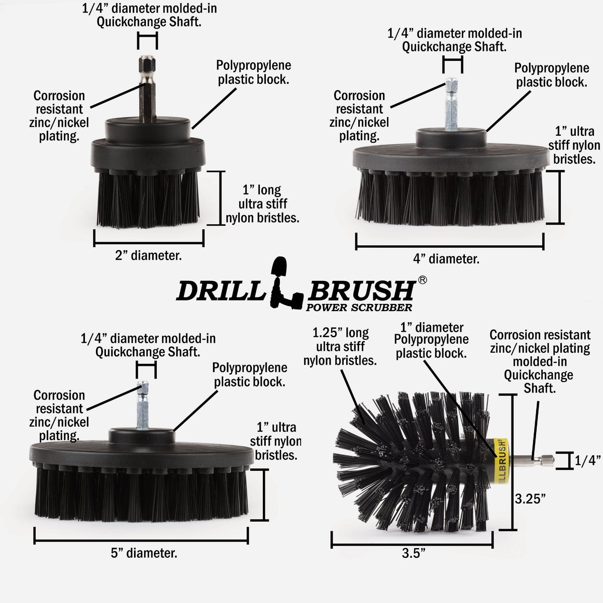 Drillbrush BBQ Grill Cleaning Ultra Stiff Black Drill Brush (4 Piece) Image 5
