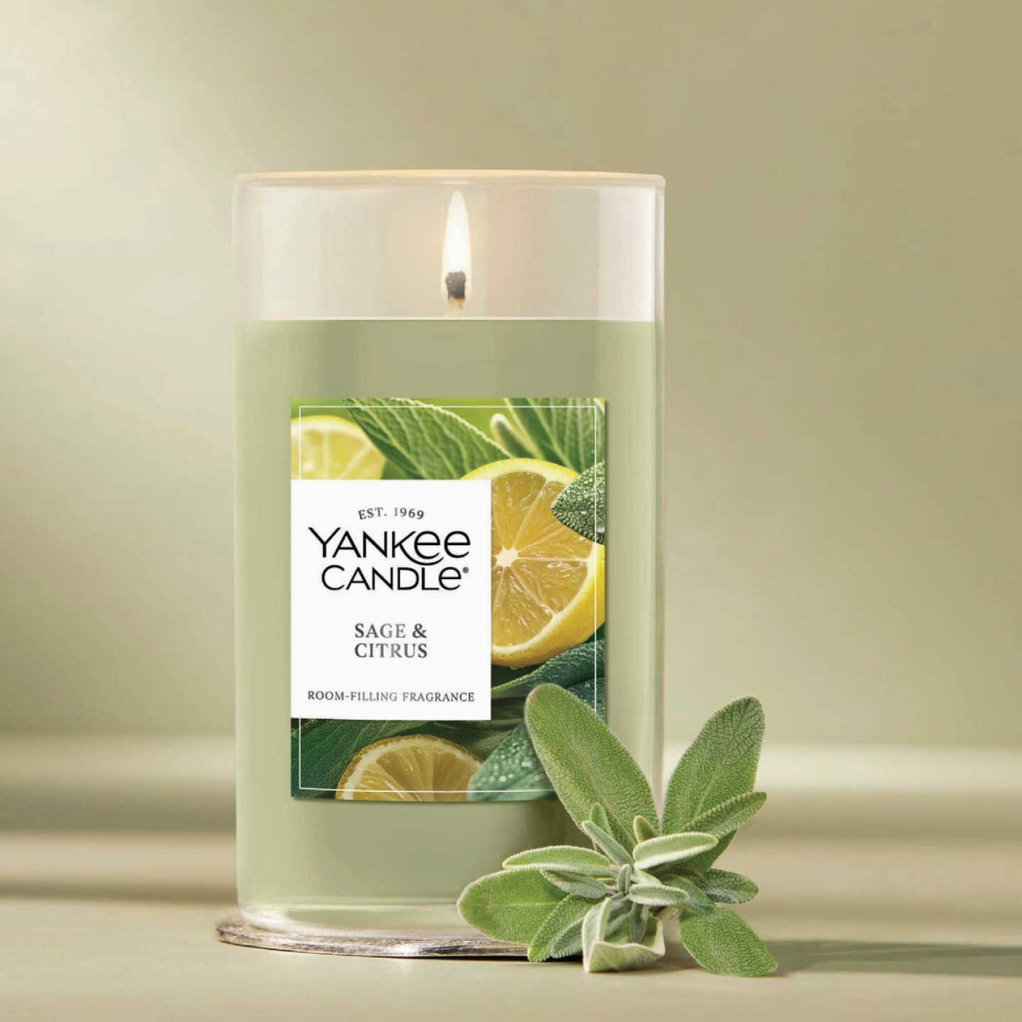 Yankee Candle 14-1/4 Oz. Sage & Citrus Medium Pillar Candle Image 6