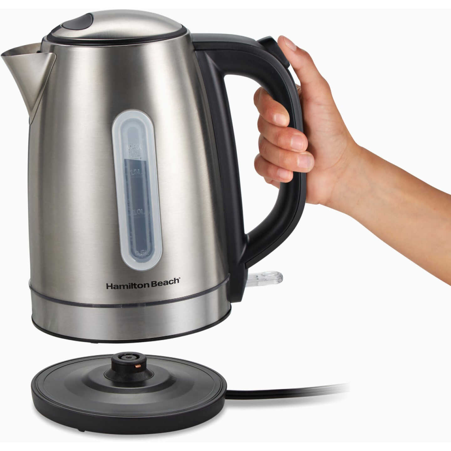Hamilton Beach 1.7L Stainless Steel Electric Kettle with LED Light Ring Image 3
