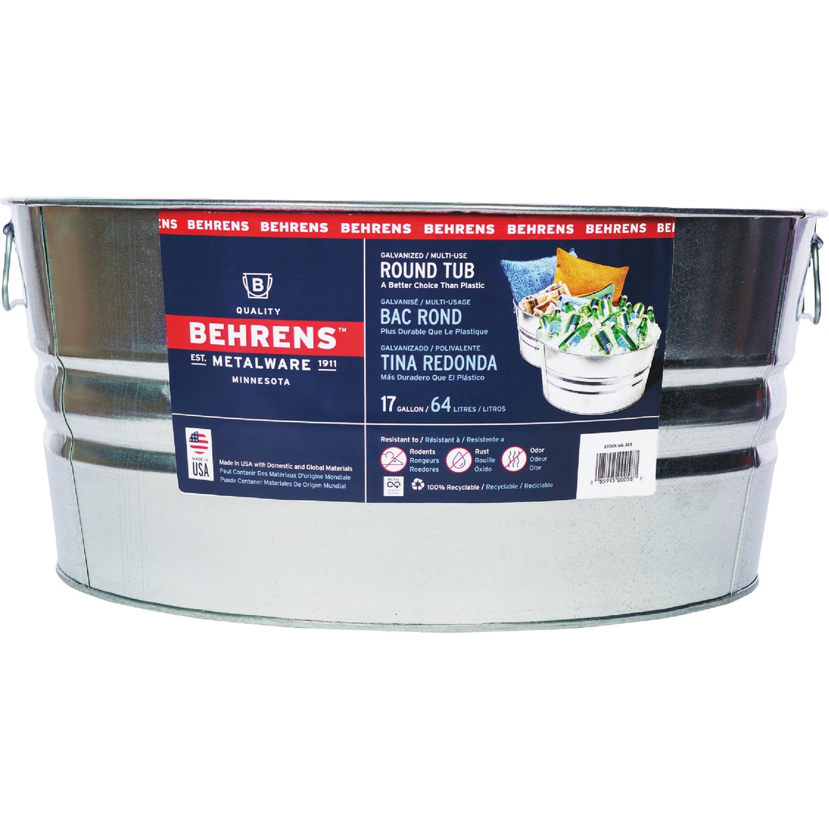 Behrens 17 Gal. Round Galvanized Steel Utility Tub