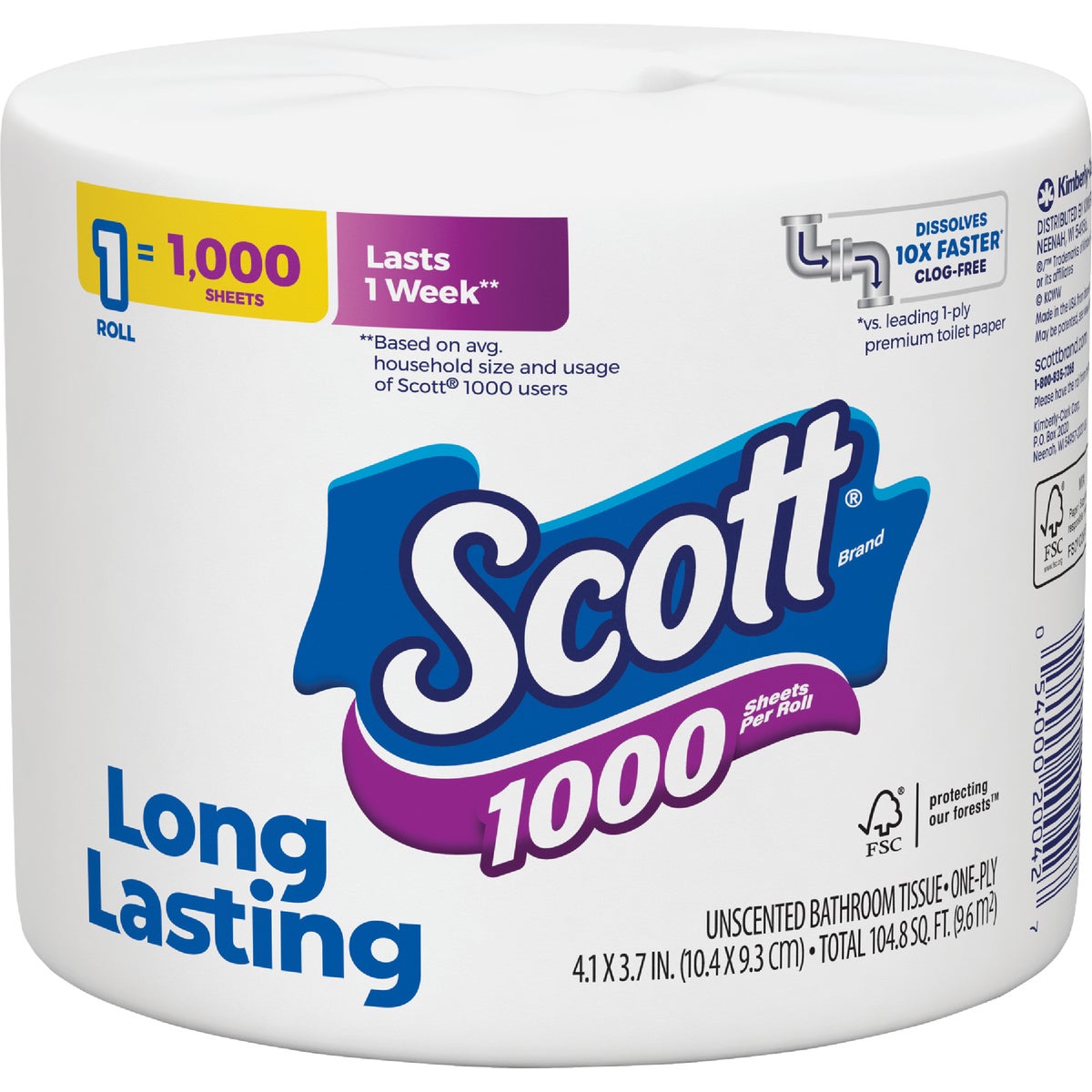Scott 1000 Sheets Per Roll Regular Toilet Paper