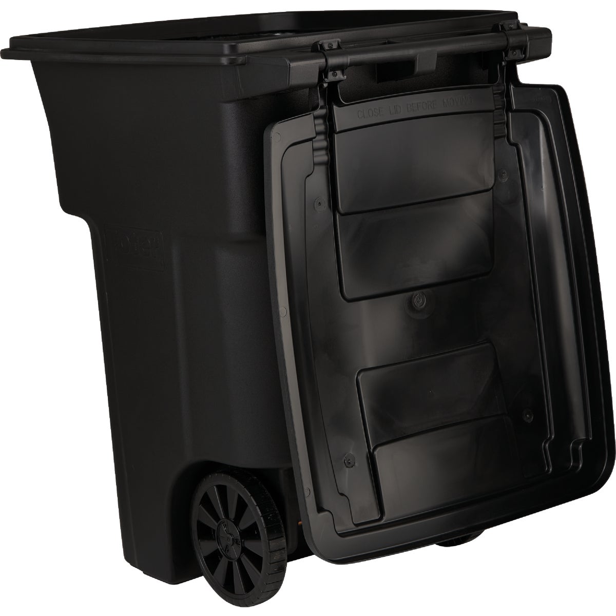 Toter 96 Gal. Black Outdoor Trash Can With Attached Lid and Wheels Image 5