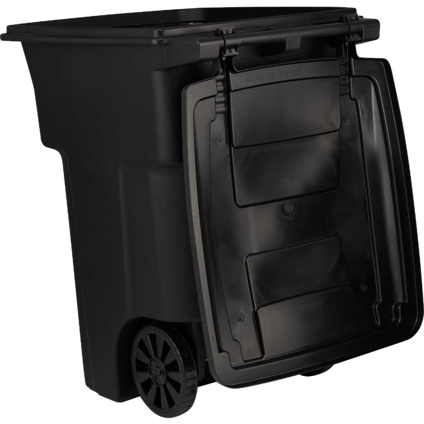 Toter 96 Gal. Black Outdoor Trash Can With Attached Lid and Wheels Image 5