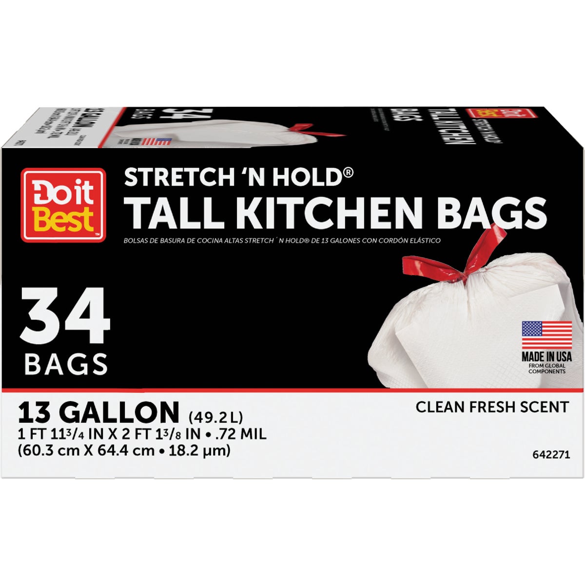 Do it Best 13-Gal. Stretch 'N Hold Drawstring Trash Bag (34-Count)