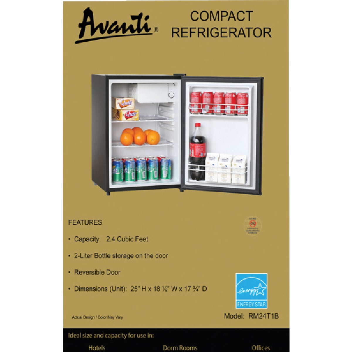 Avanti 2.4 Cu. Ft. Black Mid-Size Refrigerator Image 2