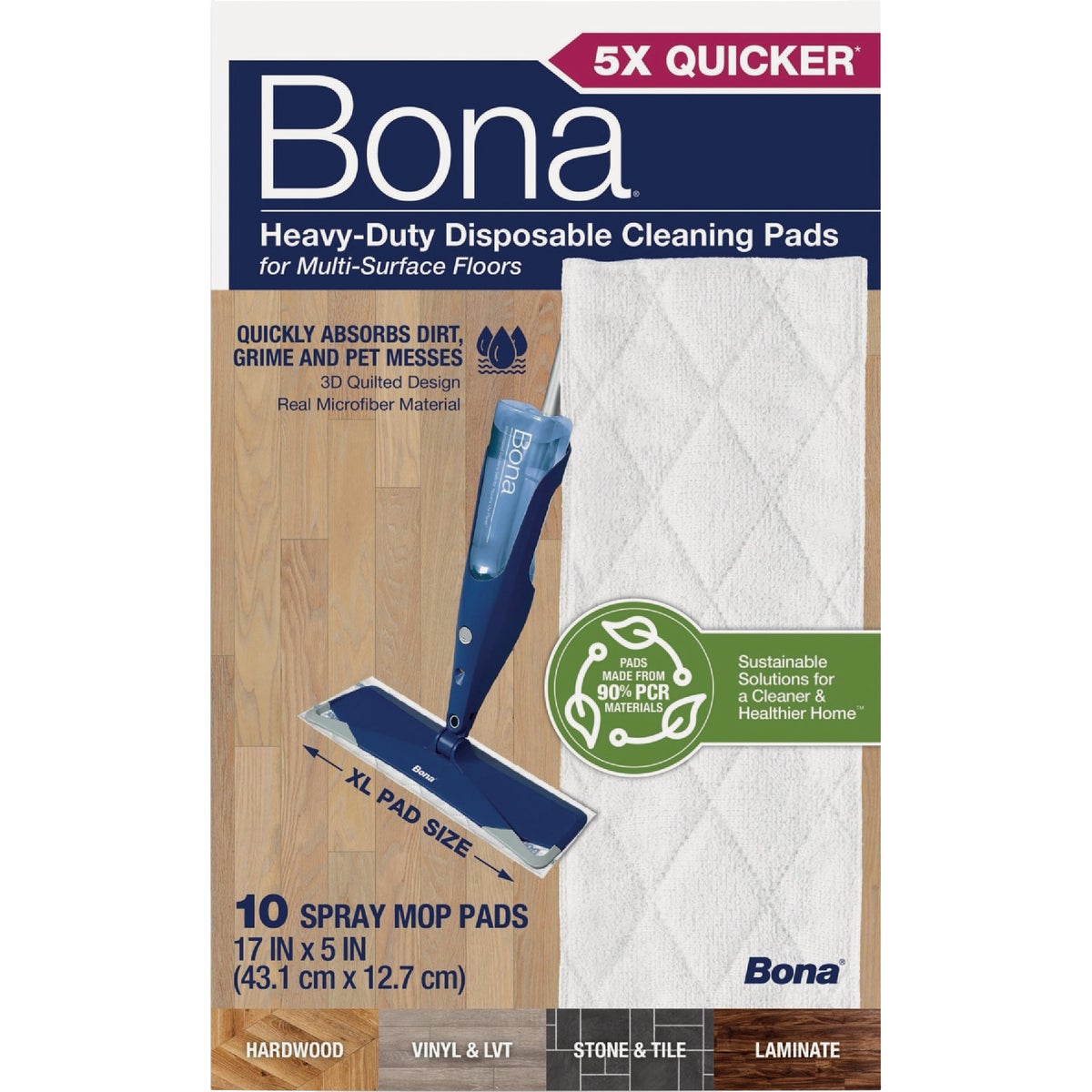 Bona Heavy Duty Disposable Cleaning Pads for Multi-Surface Floors (10-Count)