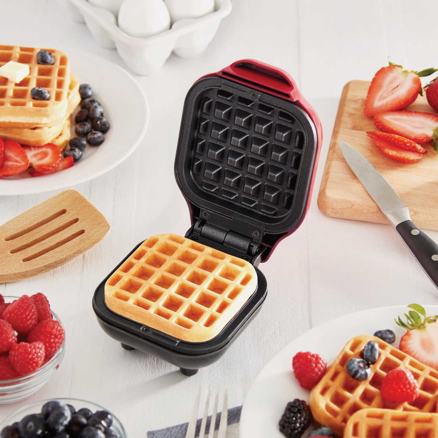 Rise by Dash 4 In. Red Mini Waffle Maker Image 2