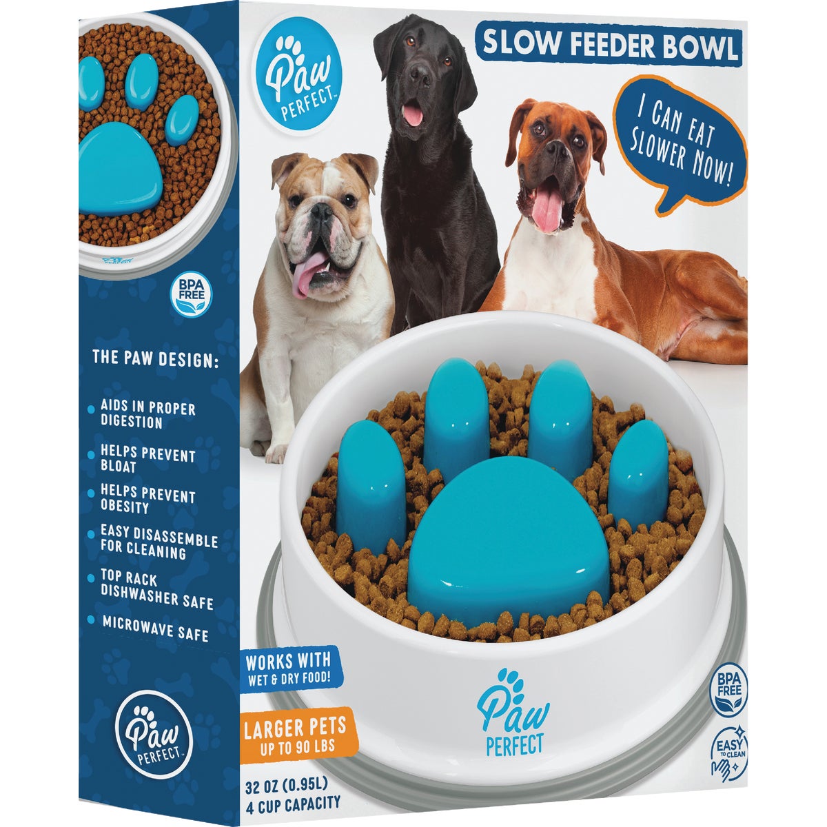 Bell+Howell Paw Perfect Large 32 Oz. Slow Feeder Pet Bowl