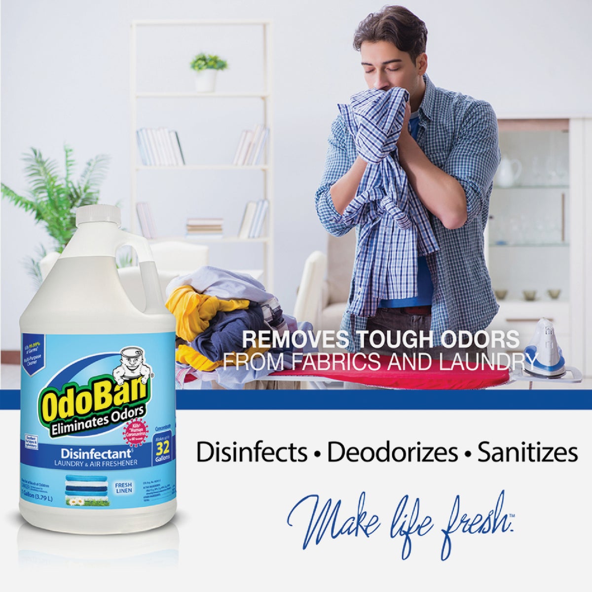OdoBan 1 Gal. Fresh Linen Multi-Purpose Fabric & Air Freshener Disinfectant Concentrate Refill Image 2