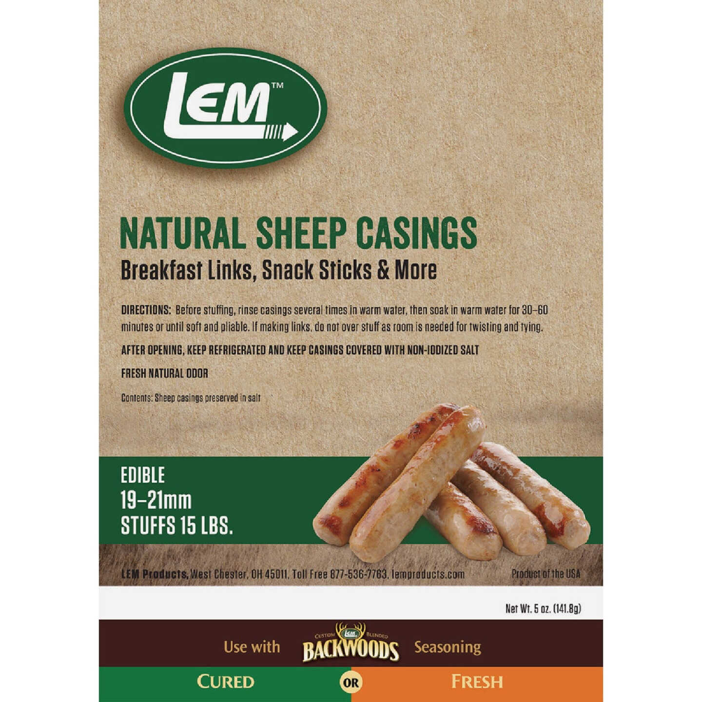 LEM 5 Oz. Natural Sheep Casings Image 1