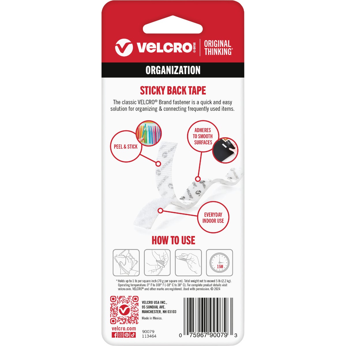 VELCRO Brand 3/4 In. x 18 In. White Sticky Back Reclosable Hook & Loop Roll Image 4