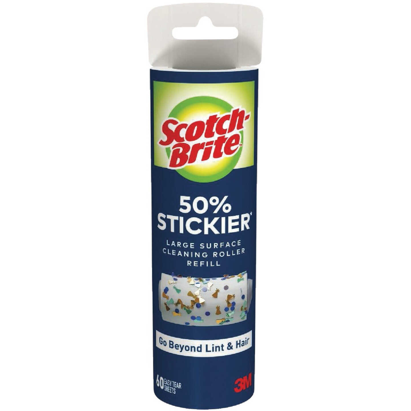 Scotch-Brite 50% Stickier Large Surface Lint Roller Refill, 60 Sheets Image 1