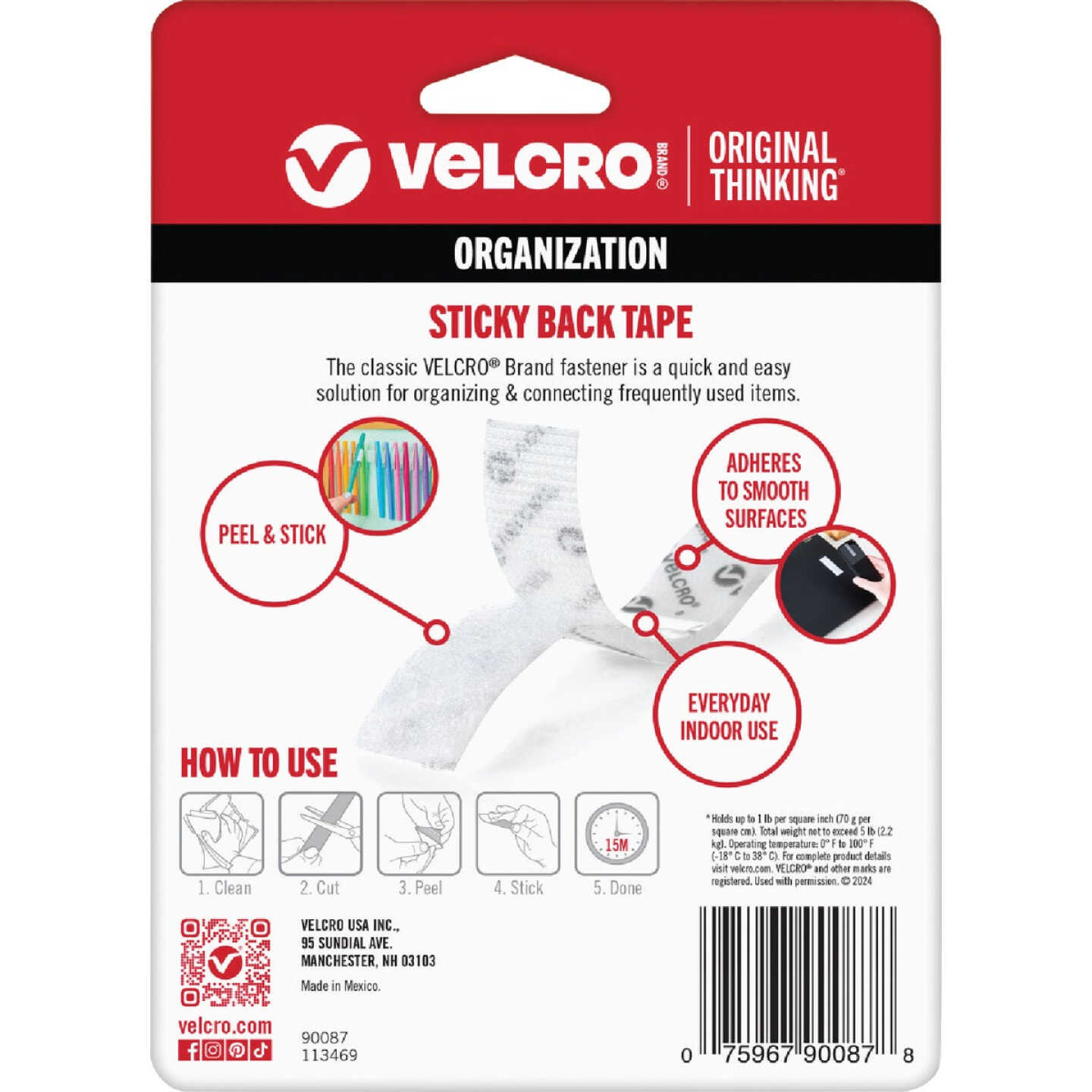 VELCRO Brand 3/4 In. x 5 Ft. White Sticky Back Reclosable Hook & Loop Roll Image 4