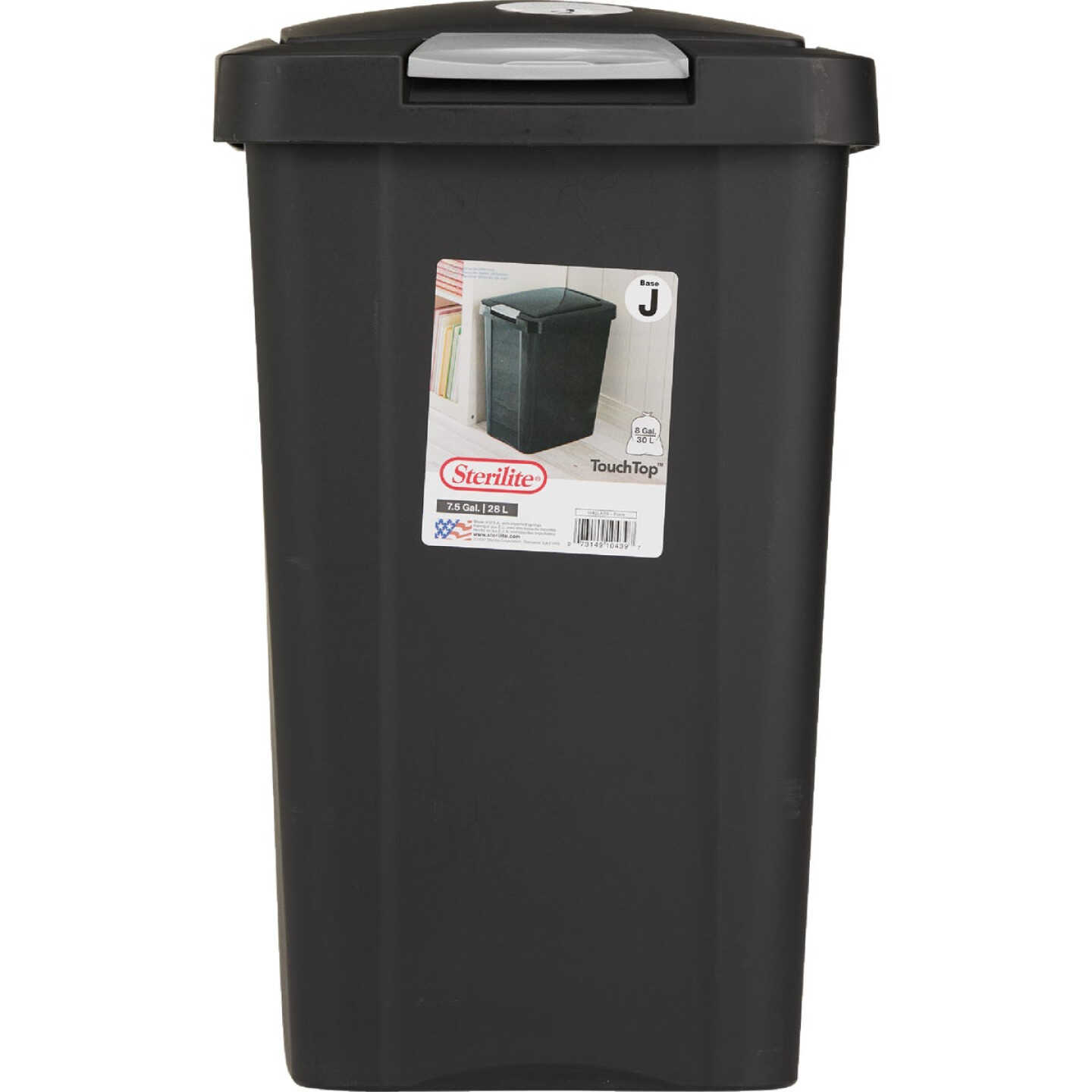 Sterilite 7.5 Gal. Black TouchTop Wastebasket Image 4