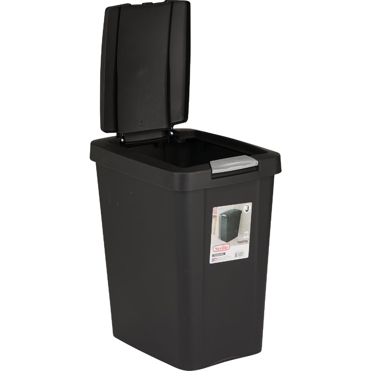 Sterilite 7.5 Gal. Black TouchTop Wastebasket Image 5