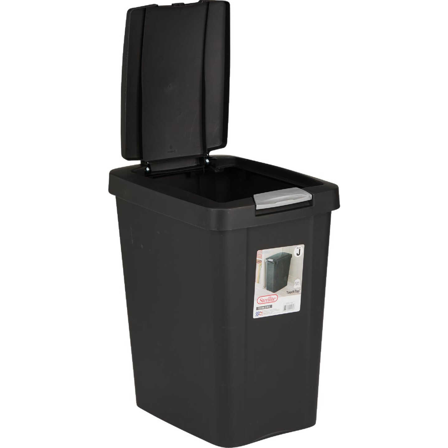 Sterilite 7.5 Gal. Black TouchTop Wastebasket Image 5