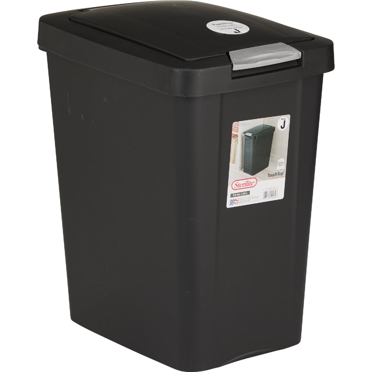 Sterilite 7.5 Gal. Black TouchTop Wastebasket Image 6