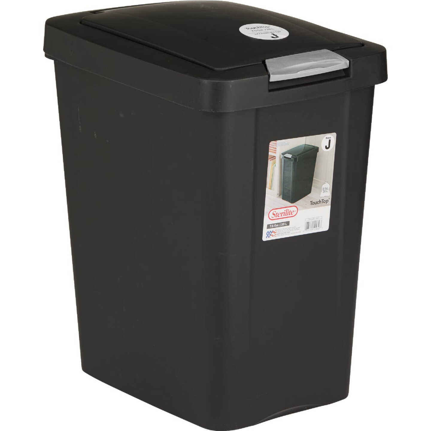 Sterilite 7.5 Gal. Black TouchTop Wastebasket Image 6