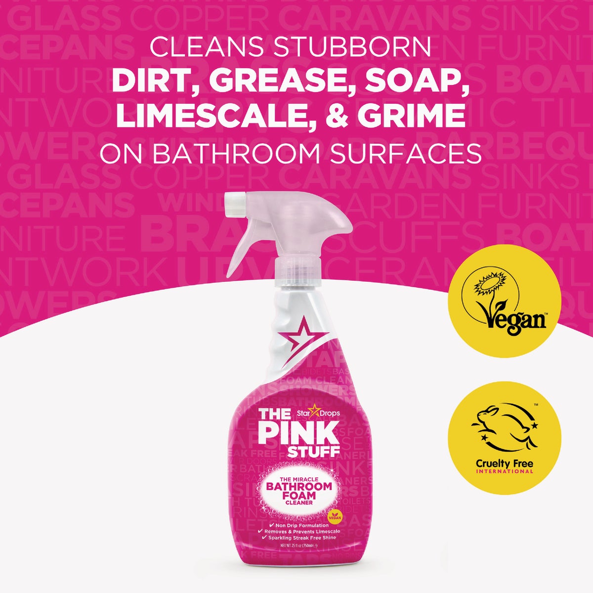 The Pink Stuff 25.4 Oz. Miracle Bathroom Foam Spray Cleaner Image 2