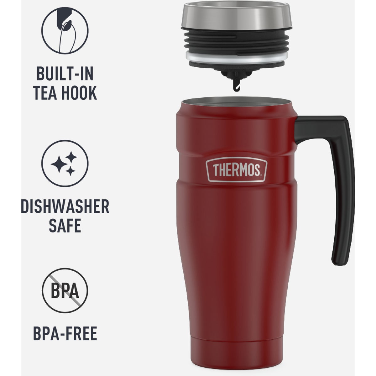 Thermos Stainless King 16 Oz. Rustic Red Travel Mug Image 2
