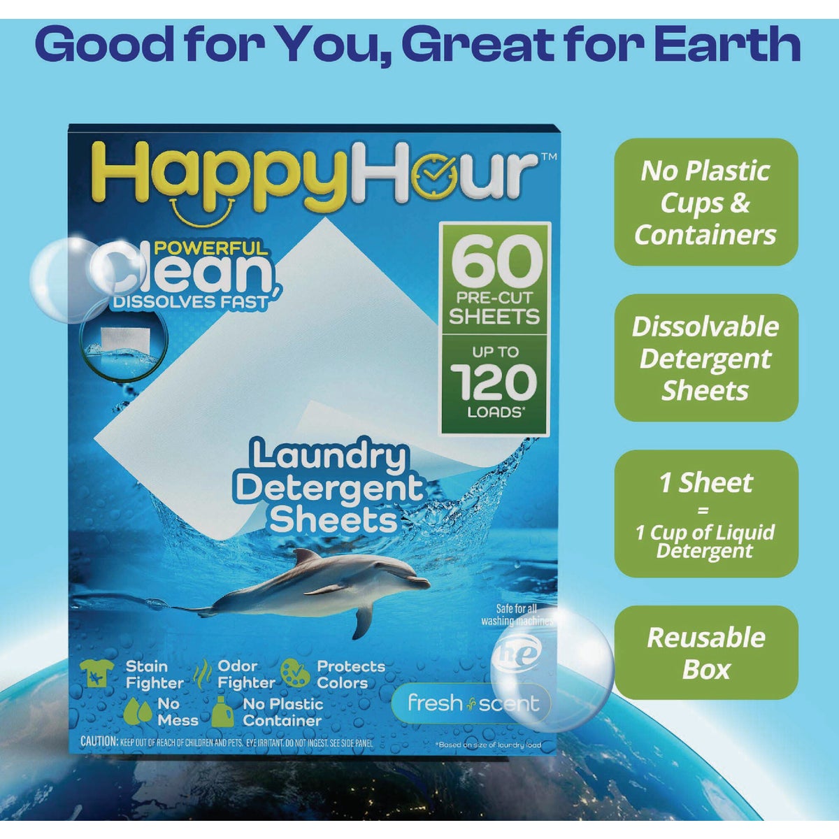 Happy Hour Laundry Detergent Sheets, Fresh Scent (60-Ct.) Image 4