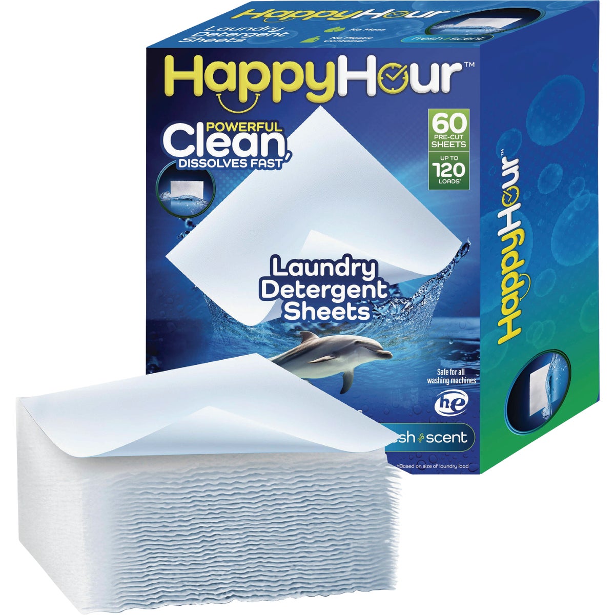Happy Hour Laundry Detergent Sheets, Fresh Scent (60-Ct.)