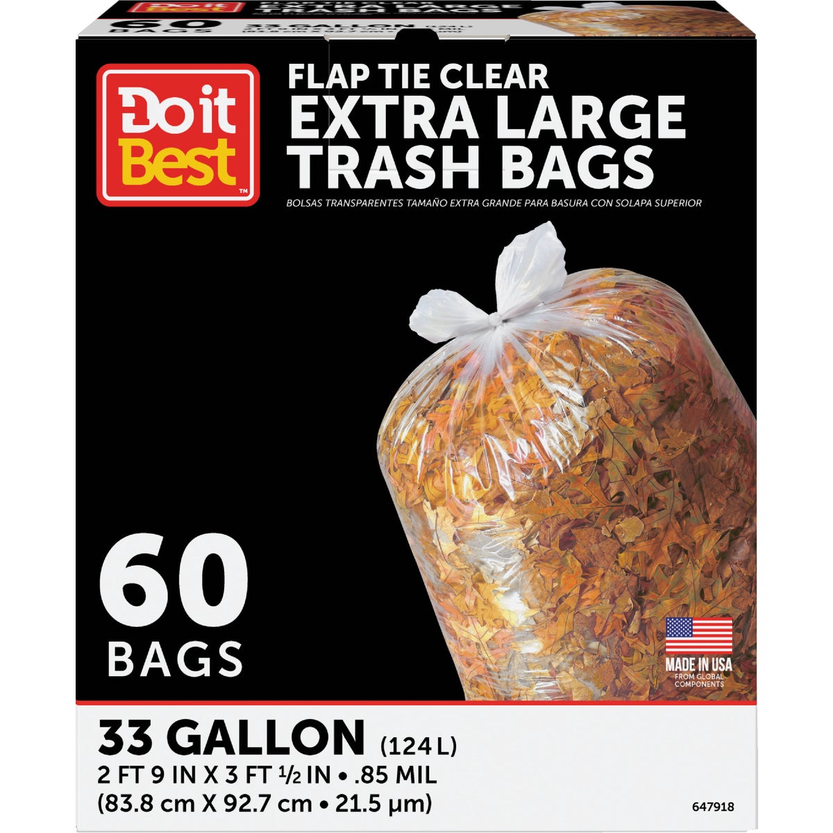 Do it Best 33 Gal. Extra Large Clear Trash Bag (60-Count)
