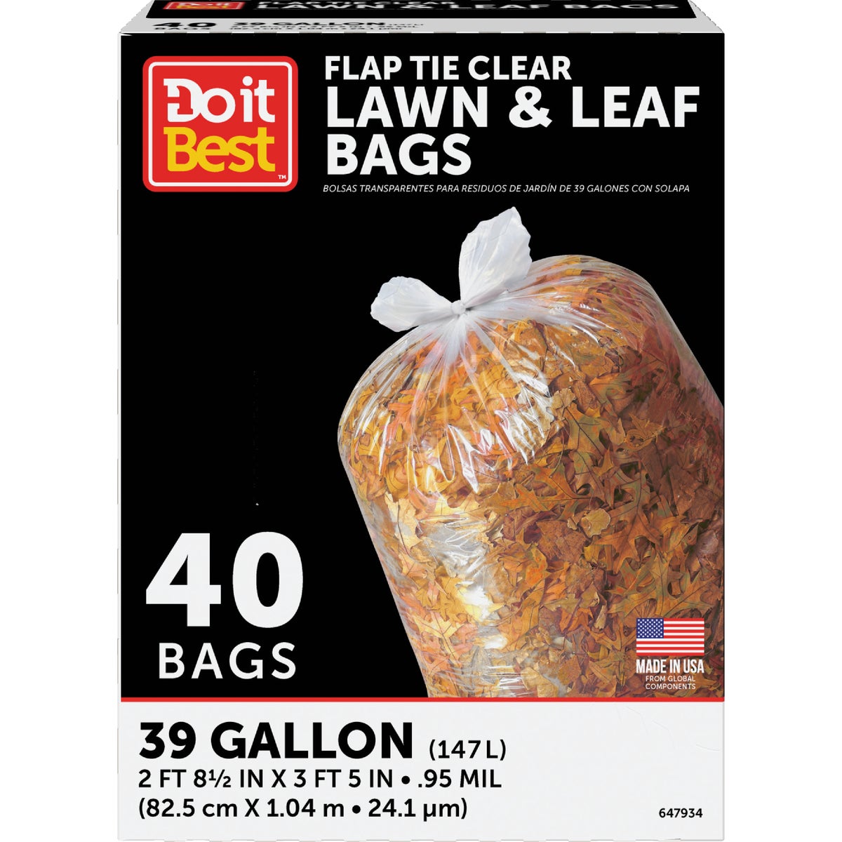 Do it Best 39 Gal. Clear Flap Tie Lawn & Leaf Bag (40-Count)