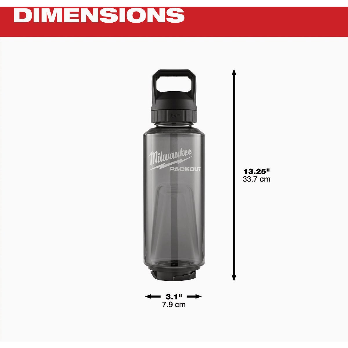 Milwaukee PACKOUT 48 Oz. Plastic Bottle with Chug Lid, Black Image 3