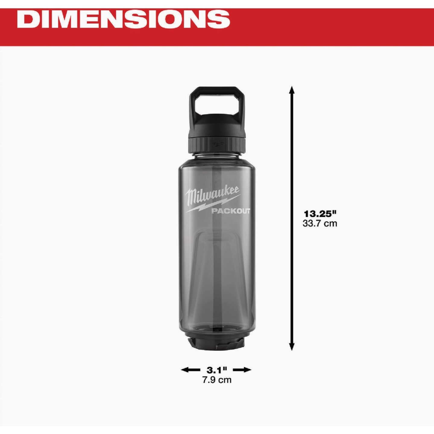 Milwaukee PACKOUT 48 Oz. Plastic Bottle with Chug Lid, Black Image 3