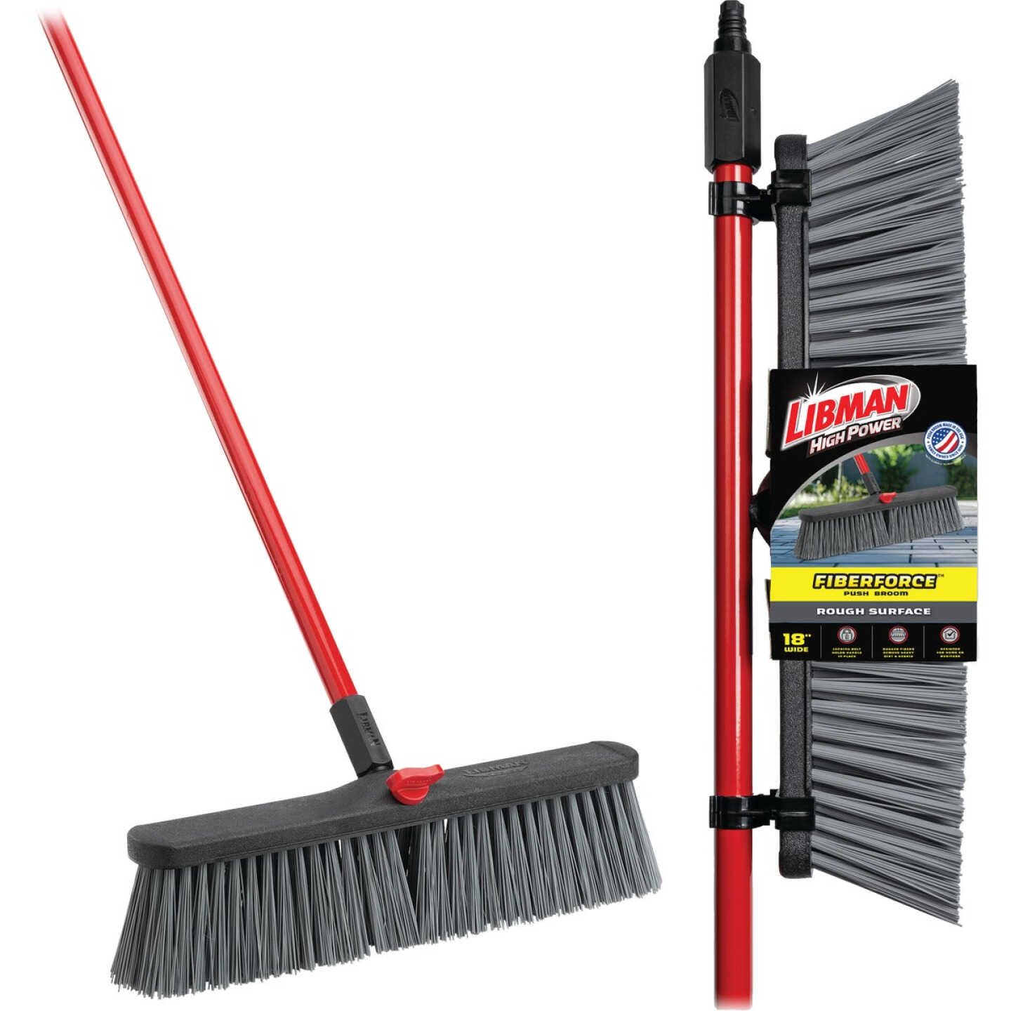 Libman 18 In. x 64 In. Steel Handle Rough Surface Push Broom Image 1