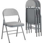COSCO Premium Gray Fabric Padded Metal Folding Chair Image 1