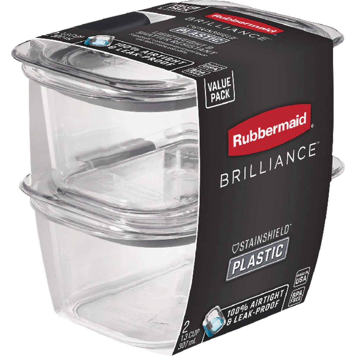 Rubbermaid Brilliance 1.3 C. Clear Rectangle Food Storage Container (2-Pack) Image 5