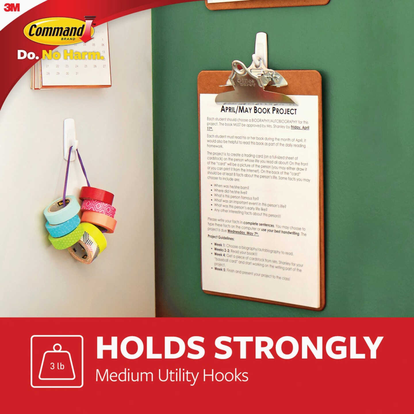 Command Medium Utility Hook, White, 2 Hooks, 4 Strips Image 3