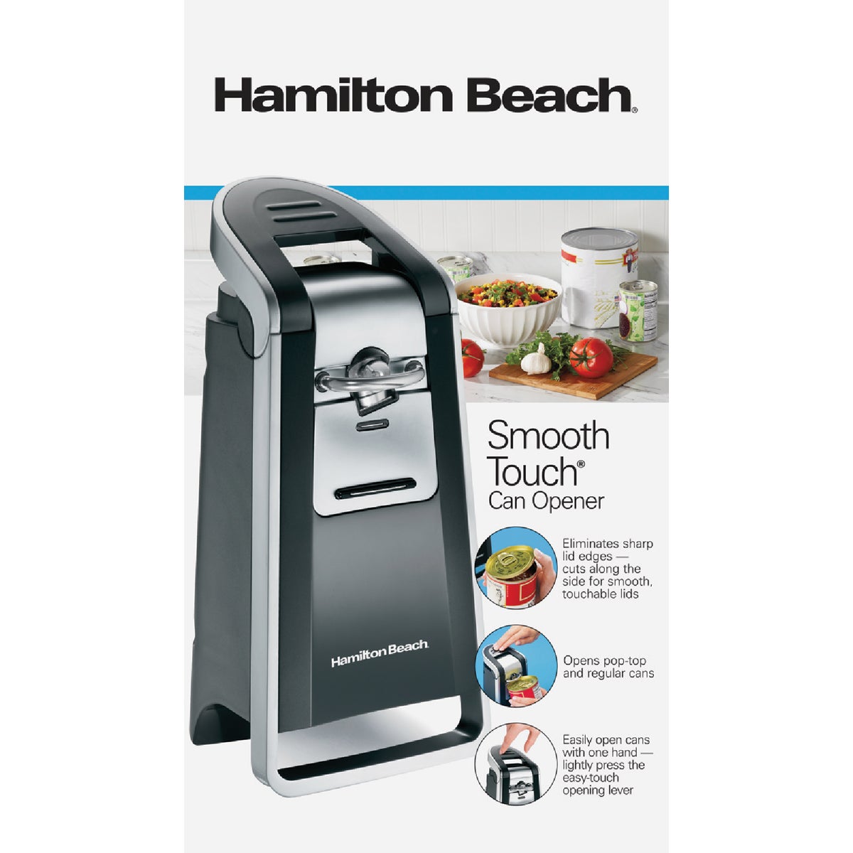 Hamilton Beach Smooth Touch Chrome Electric Can Opener with Easy-Touch Opening Lever Image 2