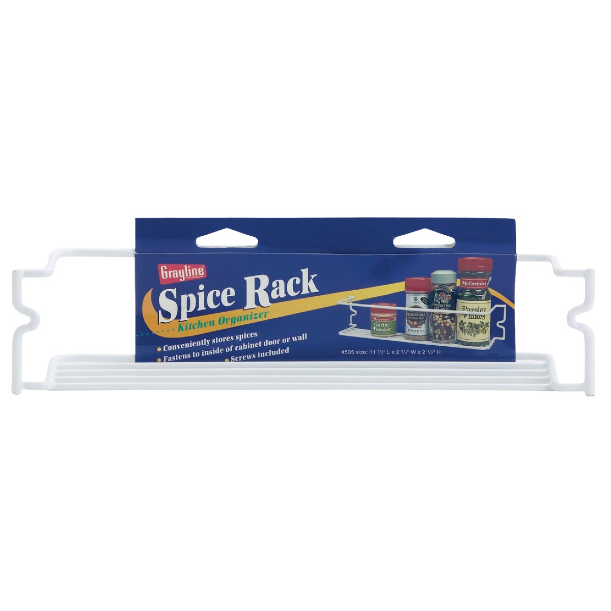 Grayline White Single Shelf Spice Rack Image 2