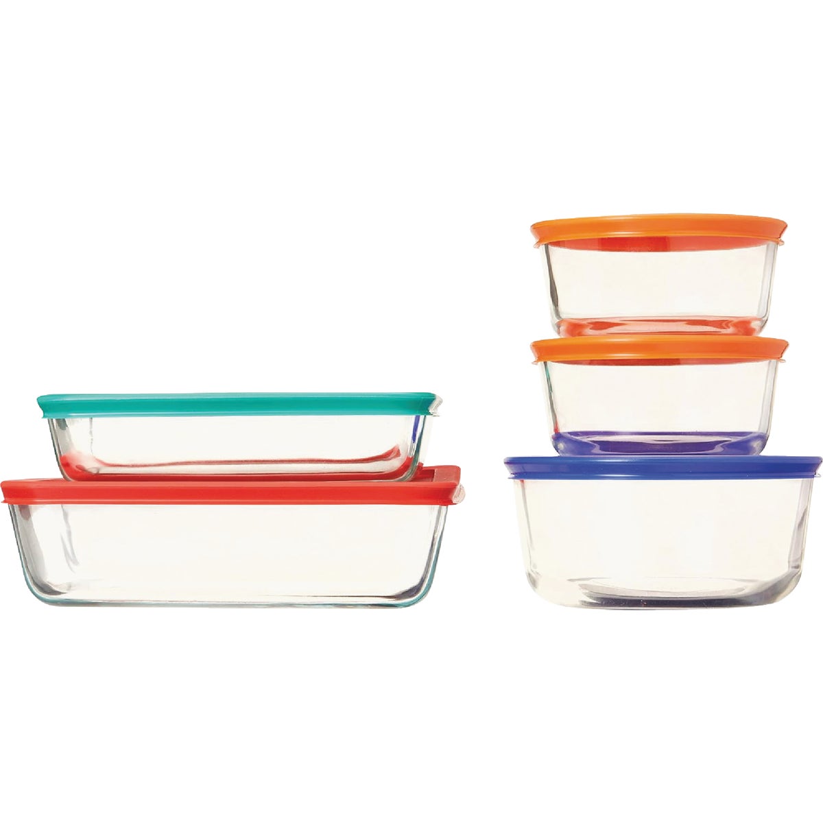 Pyrex Simply Store Glass Storage Bakeware Set with Assorted Colored Lids (10-Piece) Image 2